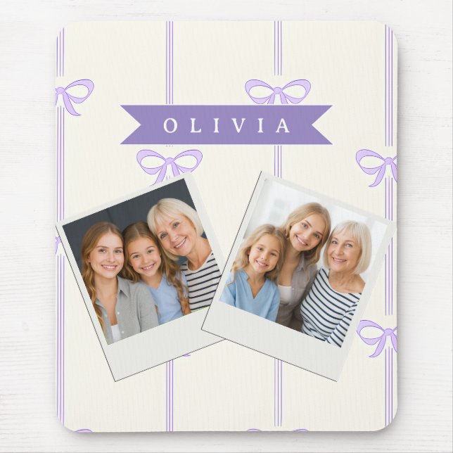 Personalised Coquette Bow Name Girly Aesthetic Mouse Pad (Front)