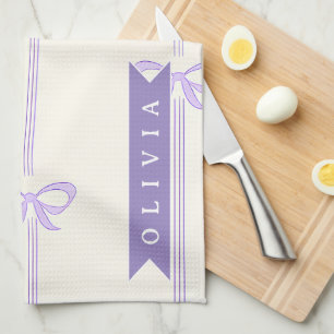 Personalised Coquette Bow Name Girly Aesthetic Tea Towel