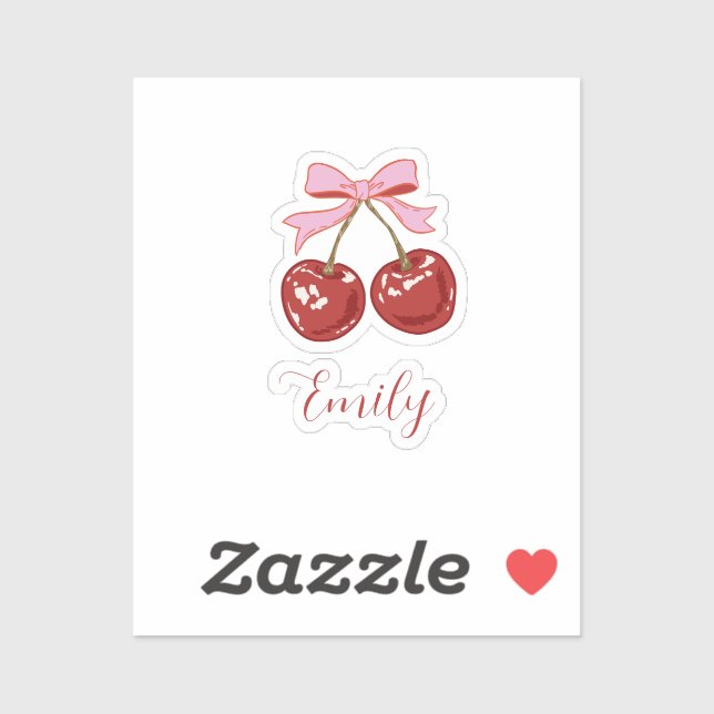  Personalised Coquette Cherry Bow Name (Sheet)
