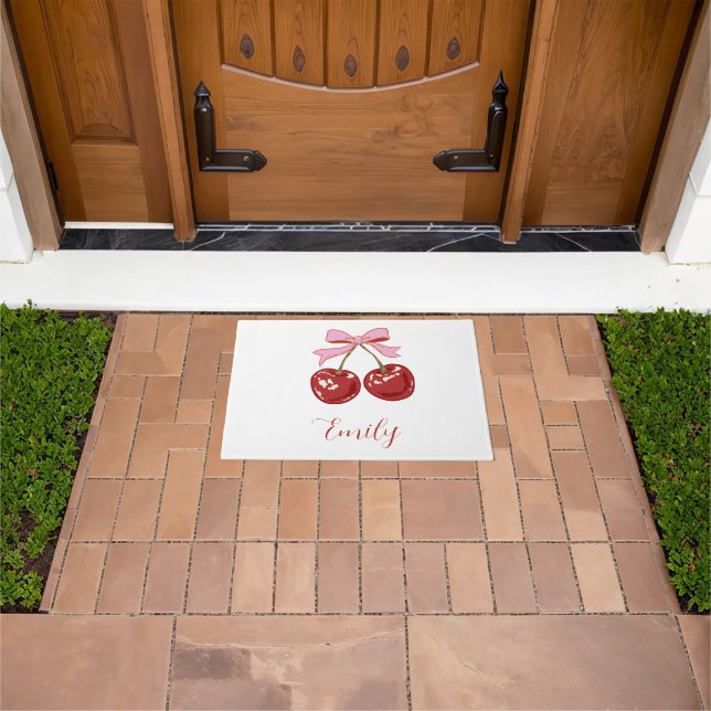  Personalised  Coquette Cherry Bow Name Doormat (Outdoor)