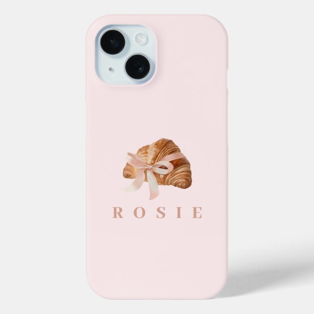 Personalised Coquette Croissant Pink Ribbon Case-Mate iPhone Case (Back)