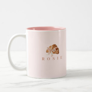 Personalised Coquette Croissant Pink Ribbon Two-Tone Coffee Mug