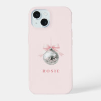 Personalised Coquette Disco Ball Pink Ribbon