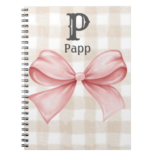 Personalised Coquette Pastel Pink and Beige Notebook (Front)