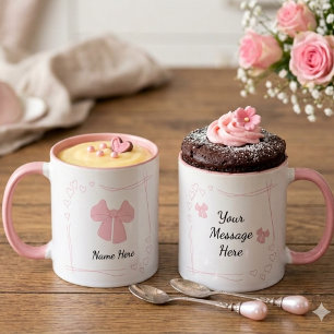 Personalised Coquette Pink Bow Coffee Mug
