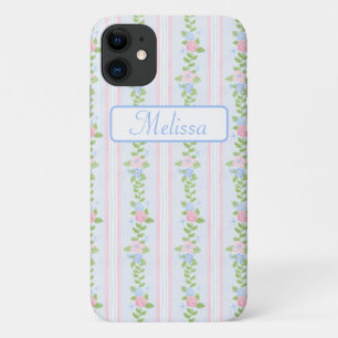 Personalised Coquette Preppy Floral iPhone 11 Case
