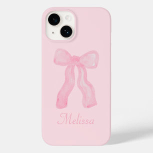 Personalised Coquette Preppy Pink Bows Case-Mate iPhone 14 Case