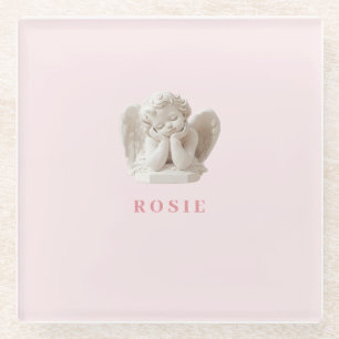 Personalised Coquette Sleeping Angel Sculpture Glass Coaster