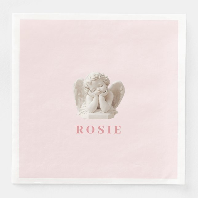 Personalised Coquette Sleeping Angel Sculpture Napkin (Front)