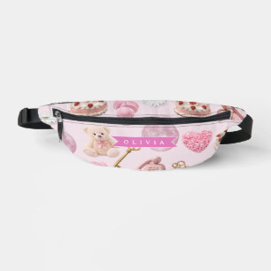 Personalised Coquette Teddy Bear Pink Aesthetic Bum Bags