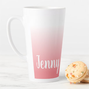 Personalised Coral and White Ombre Latte Mug