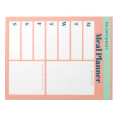Personalised Coral Blue Meal Planner Grocery List Notepad (Front)