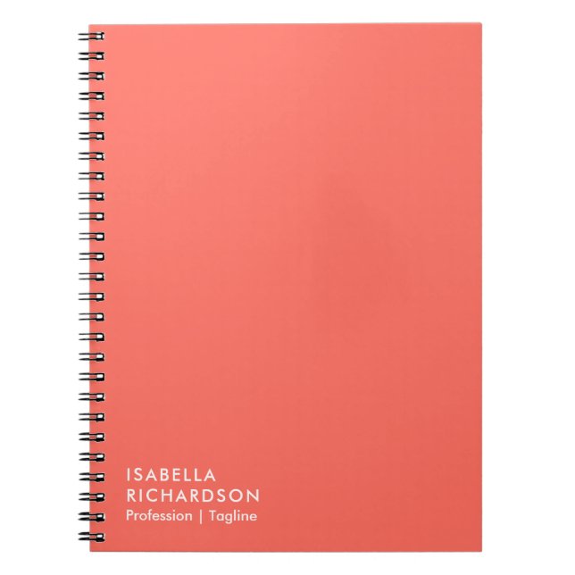 Personalised Coral Minimalist Notebook (Front)