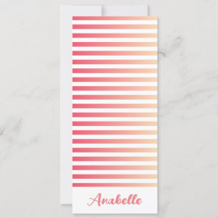 Personalised Coral Peach Gradient Stripes Bookmark