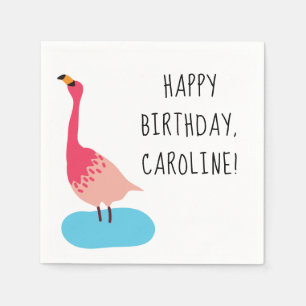 Personalised Coral Pink Flamingo Party Napkin