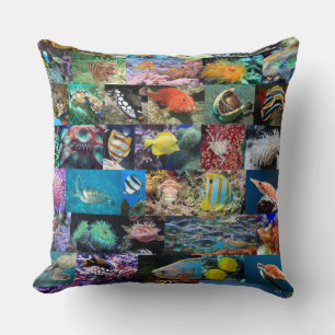 Personalised Coral Reef Marine Life Fish & Animals Cushion