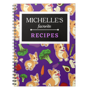Personalised Corgi and Food Pattern Recipe Book