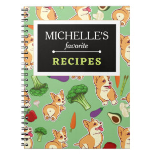 Personalised Corgi and  Food Pattern Recipe Book