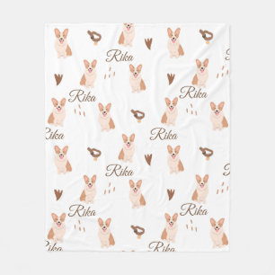 Personalised Corgi Dog Baby Blanket Custom Name