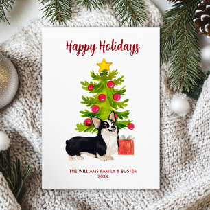 Personalised Corgi Dog Family Christmas Holiday Card