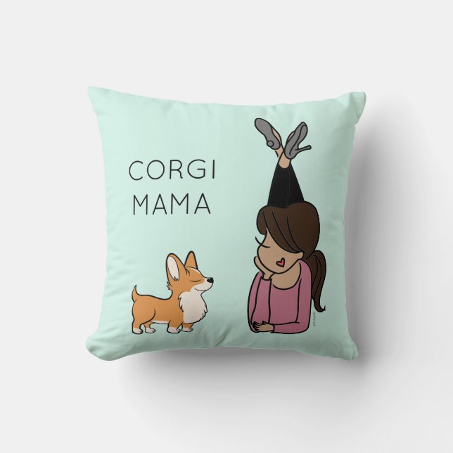 Personalised Corgi Mama Throw Pillow (Front)