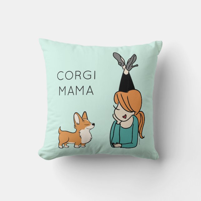 Personalised Corgi Mama Throw Pillow (Front)