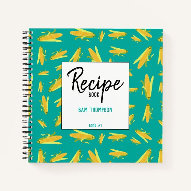 Personalised Corn On The Cob Recipe Cookbook Notebook (Front)