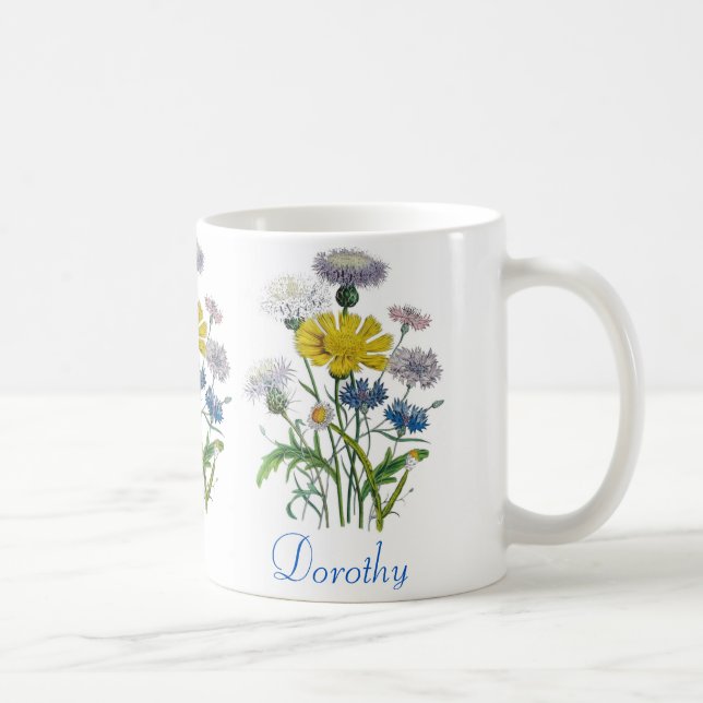 Personalised Cornflowers Coffee Mug (Right)