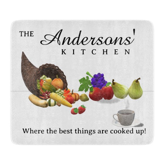 Personalised Cornucopia Themed Cutting Board (Front)