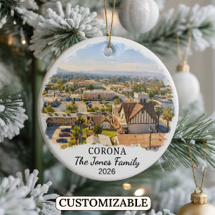 Personalised Corona Ornament, Custom California Ceramic Ornament