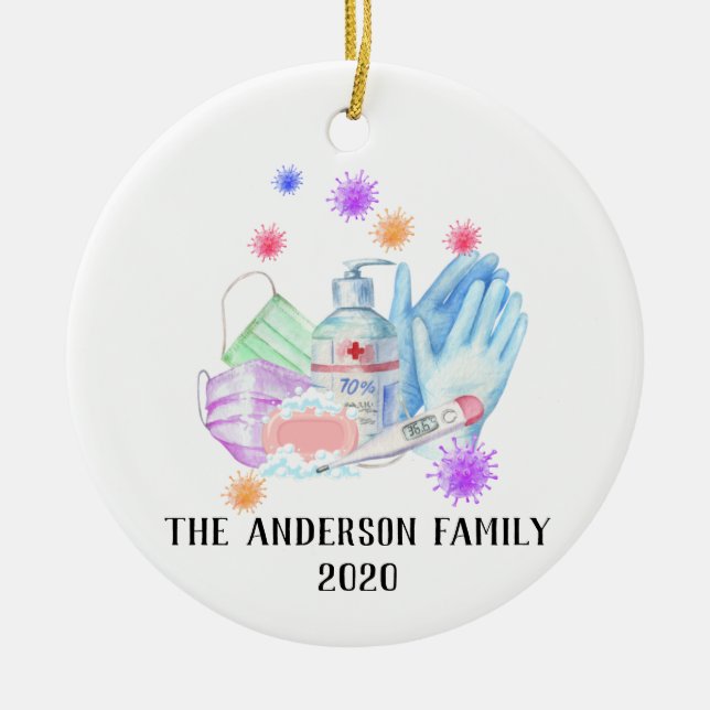 Personalised Coronavirus 2020 Covid Chritsmas Ceramic Ornament (Front)