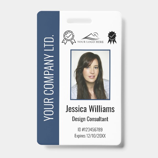 Personalised Corporate Certified Employee Blue ID Badge (Front)