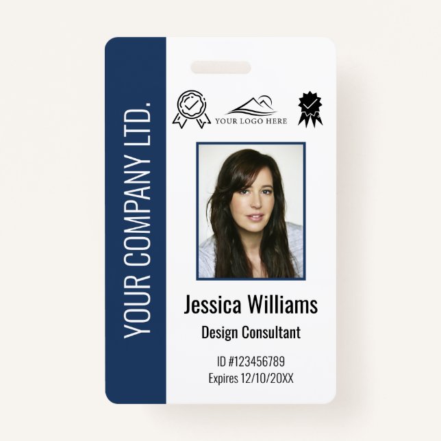 Personalised Corporate Certified Employee Blue ID ID Badge (Front)