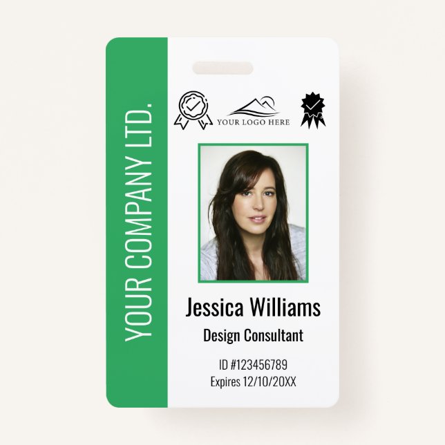 Personalised Corporate Certified Employee Green ID ID Badge (Front)