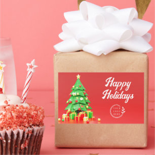 Personalised Corporate Christmas Logo Holiday Rectangular Sticker