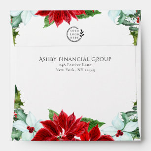 Personalised Corporate Christmas Poinsettia Floral Envelope