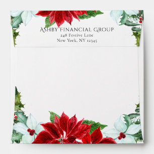 Personalised Corporate Christmas Poinsettia Floral Envelope