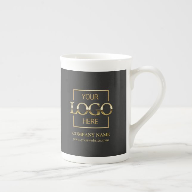 Personalised Corporate Company Logo Employee Gift Bone China Mug (Right)