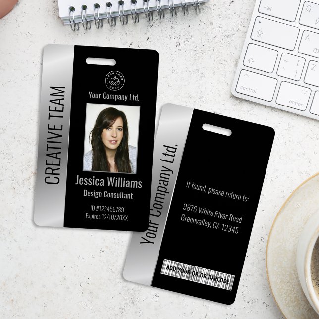 Personalised Corporate Employee Black Silver ID ID Badge (Creator Uploaded)
