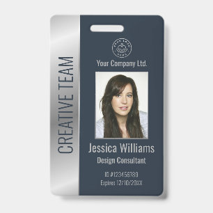Personalised Corporate Employee Blue Silver ID Badge