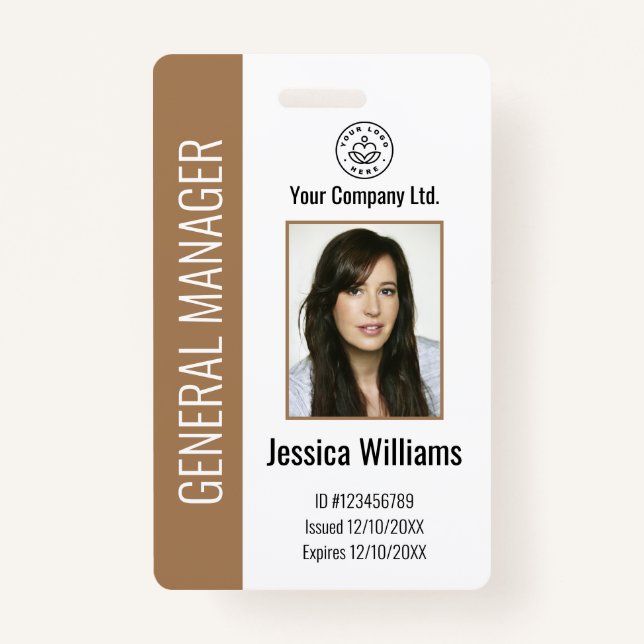 Personalised Corporate Employee Brown ID  ID Badge (Front)