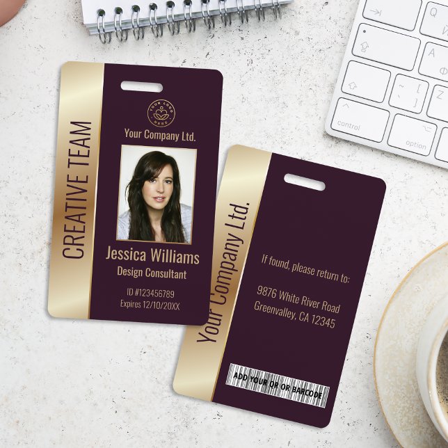 Personalised Corporate Employee Burgundy ID ID Badge (Creator Uploaded)