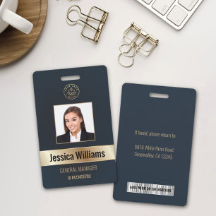 Personalised Corporate Employee Gold Blue ID Badge