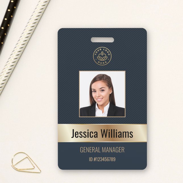 Personalised Corporate Employee Gold Blue ID ID Badge (Creator Uploaded)