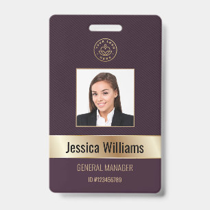 Personalised Corporate Employee Gold Burgundy ID Badge