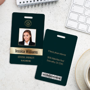 Personalised Corporate Employee Gold Green ID ID Badge