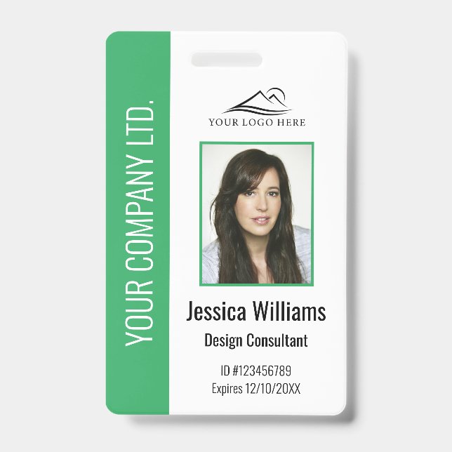 Personalised Corporate Employee Green ID Badge (Front)