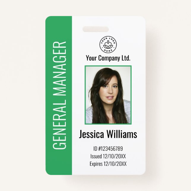 Personalised Corporate Employee Green ID  ID Badge (Front)