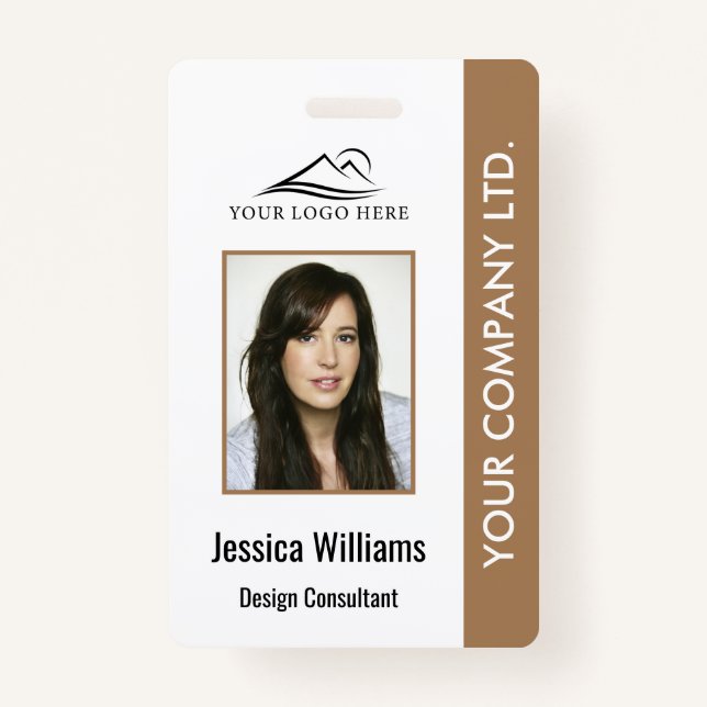 Personalised Corporate Employee ID Badge Brown (Front)