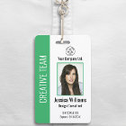 Personalised Corporate Employee ID Badge Green